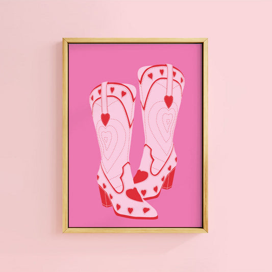 RED HEART COWBOY BOOTS PRINT