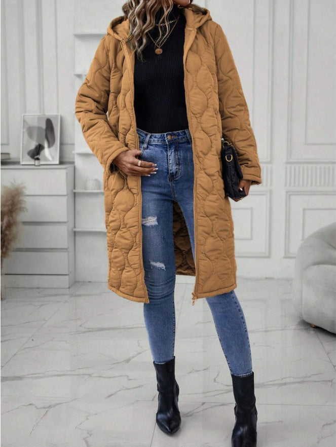 Zipper Fly Hooded Padded Coat