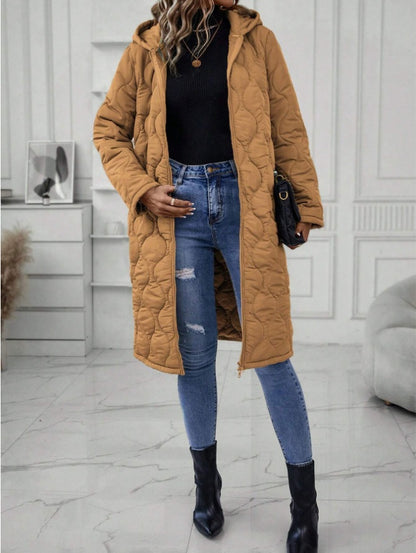 Zipper Fly Hooded Padded Coat