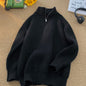 Men's Solid Color Half Zip Turtleneck Long Sleeve Knit Sweater