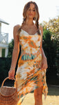 Printed suspender dress fashion