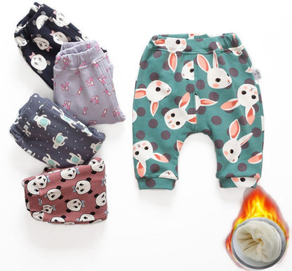 Kids Cartoon Velvet-Lined Leggings