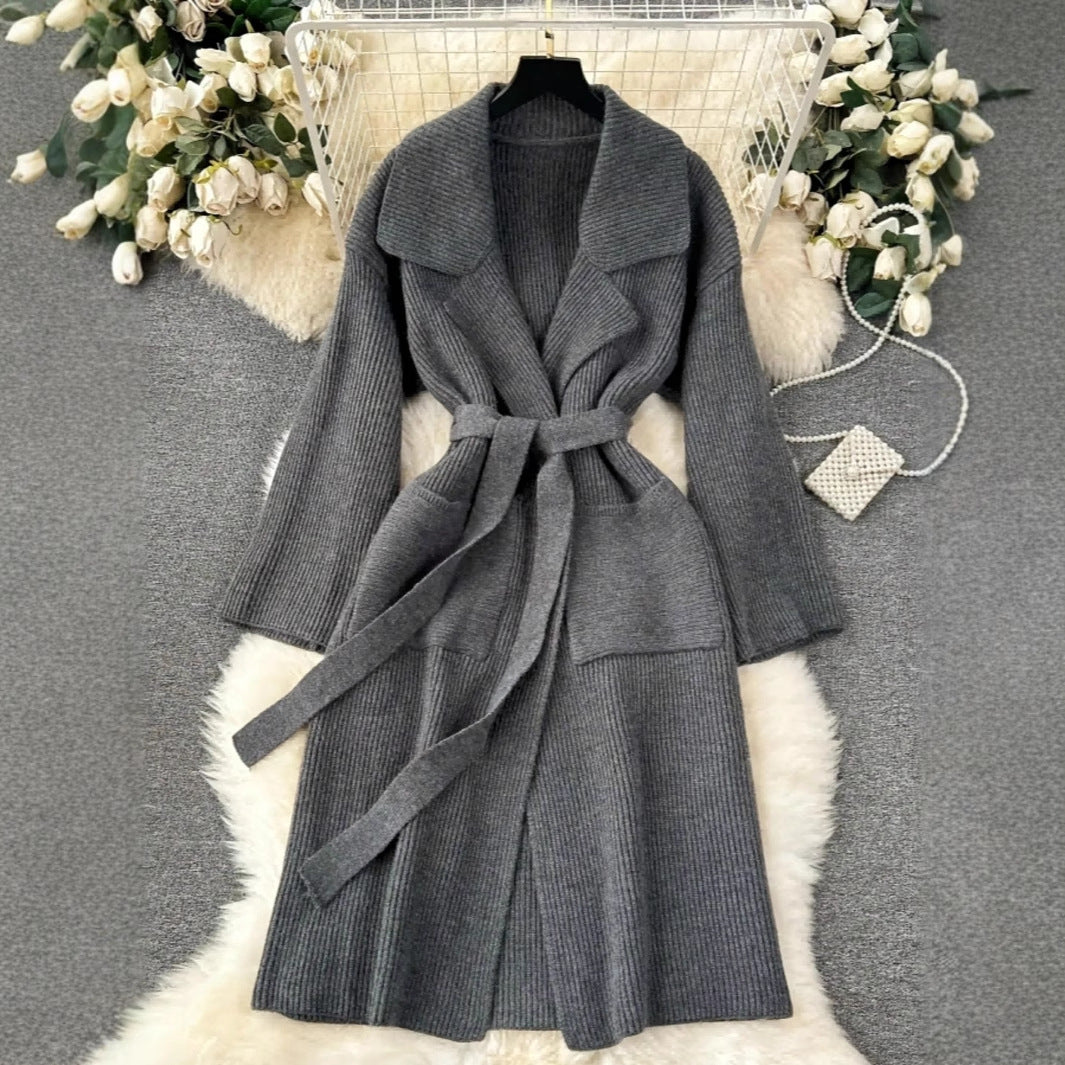 Elegant Minimalist Long-style Fashion Knit Cardigan Coat