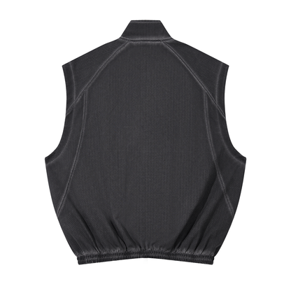 Unisex Vintage Wash Mesh Full-Zip Vest