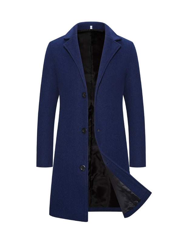 Men's Woolen Slim-Fit Trench Coat