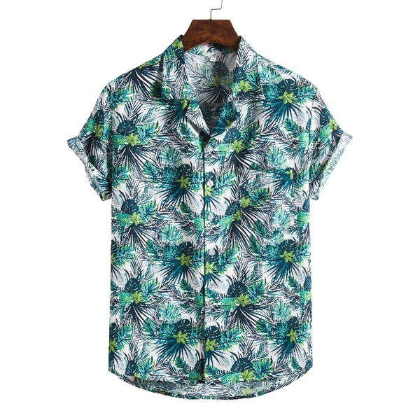 Men's Printed Short-Sleeve Beach Shirt