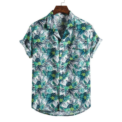 Men’s Short Sleeve Printed Beach Shirt – Casual Summer Hawaiian Tee