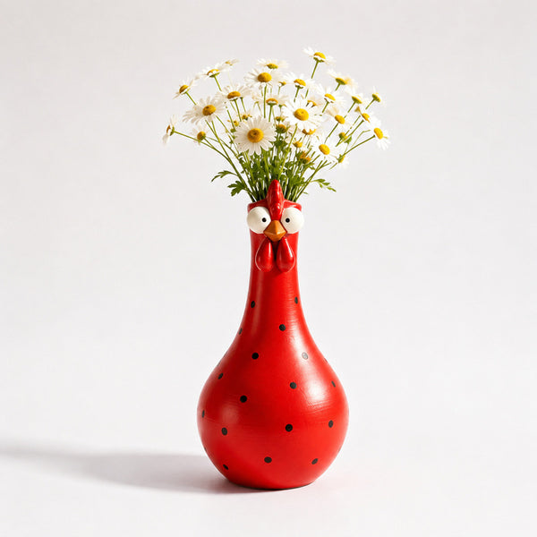 Hand-Painted Rooster Vase Sculpture