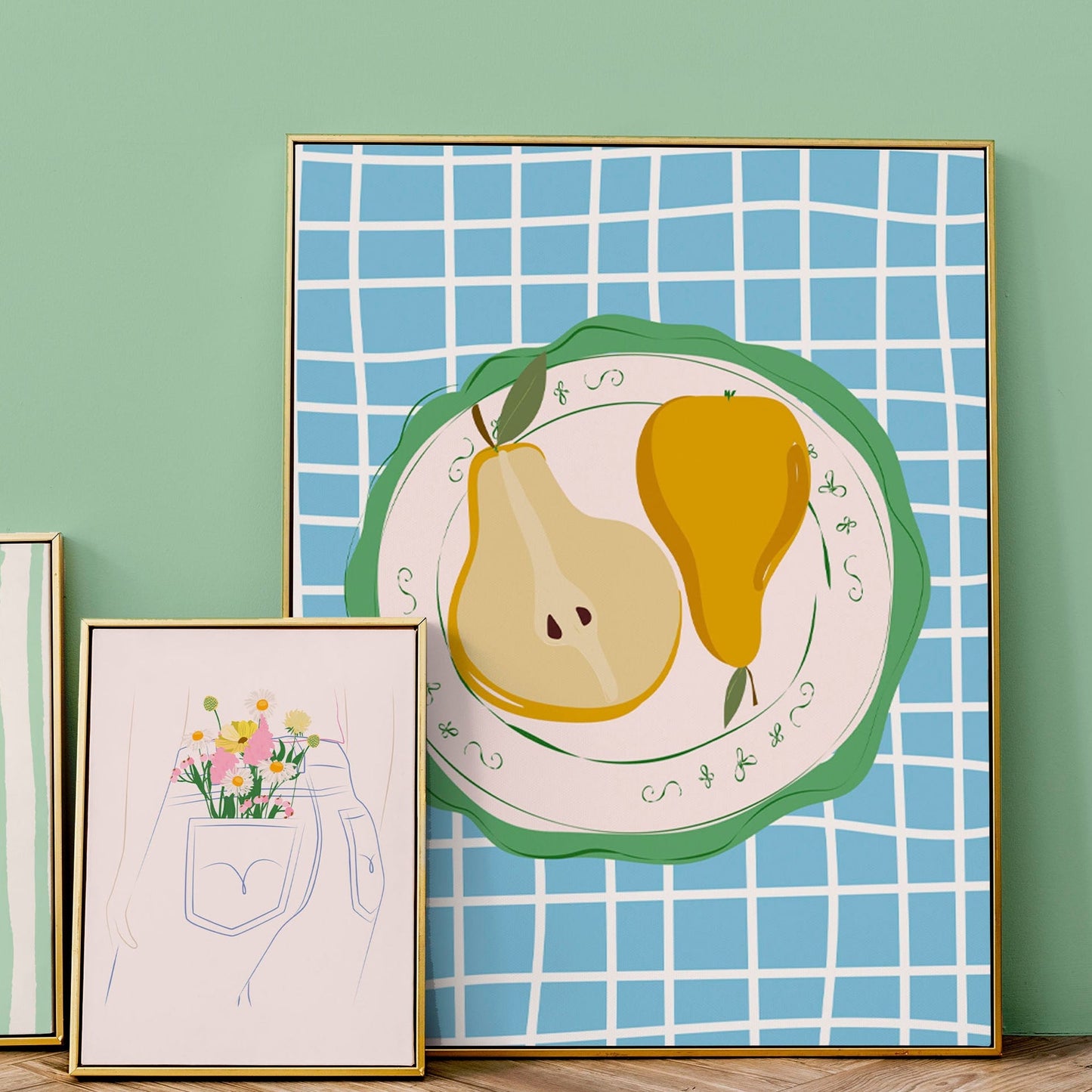 PEAR ON VINTAGE PLATE PRINT