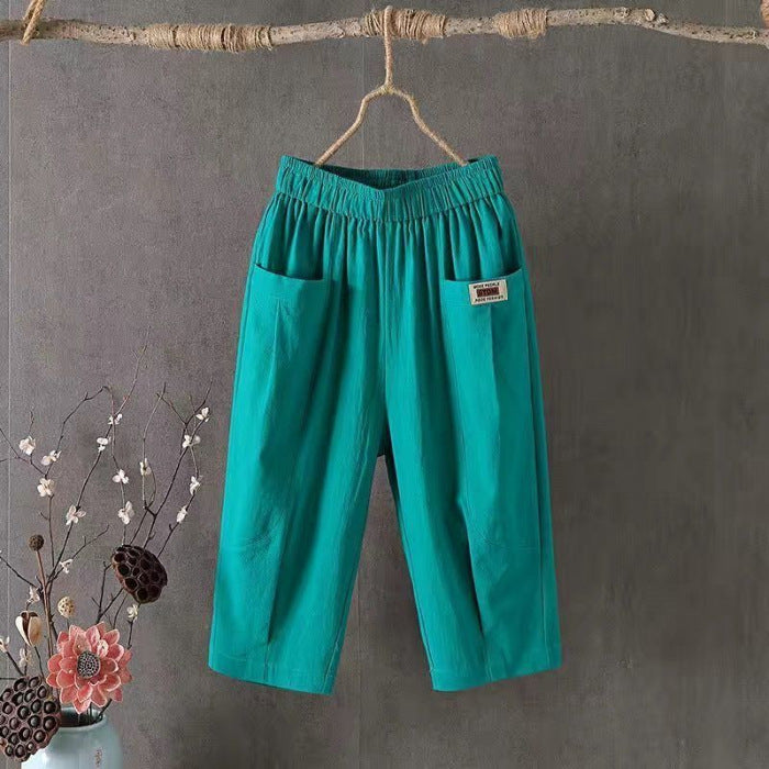 Linen Elastic Waist Casual Pants