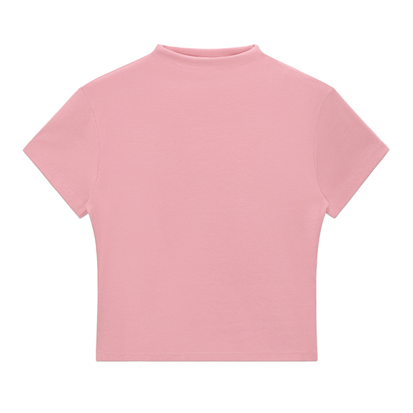 Womens Slim Fit Mock Neck T-Shirt