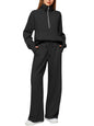 Women's Half-Zip Sweatshirt & Wide Leg Pants Set