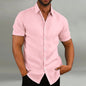 Chemise décontractée en coton et lin à manches courtes pour homme, coupe ample, style vintage