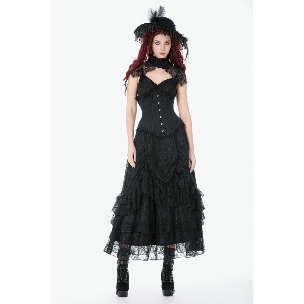 Corset long Talia Gothic Dark in Love avec baleines en métal