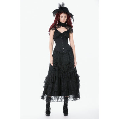 Corset long Talia Gothic Dark in Love avec baleines en métal