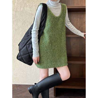 Layered Wool Knit Sweater Dress