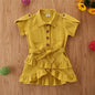 kids Ruffled Button solid dress