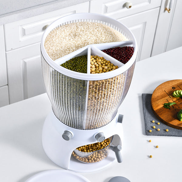 Rotating Food Storage Box - Moisture Proof Rice Grain Organizer