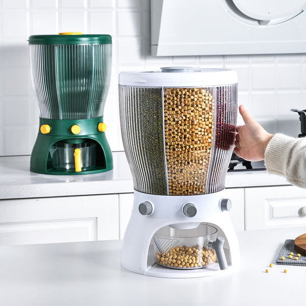 Rotating Food Storage Box - Moisture Proof Rice Grain Organizer