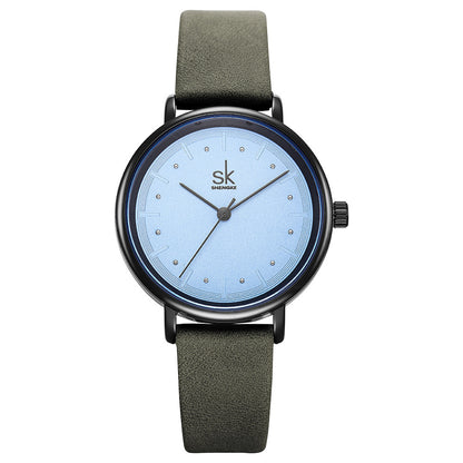 Shengke SK Quartz Water Fiber Belt Round Watch