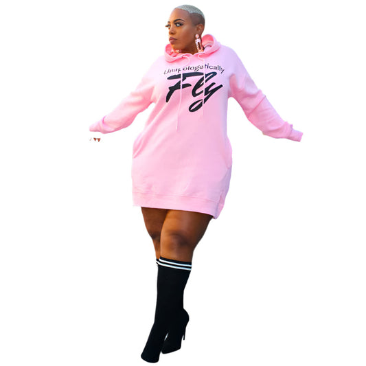 Robes grande taille pour femmes, imprimé lettre, pull à capuche, robe mini décontractée et ample, ensembles de survêtement, vêtements de printemps