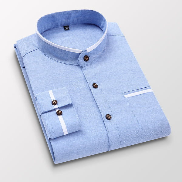 Stand-Collar Long-Sleeve Business Shirt