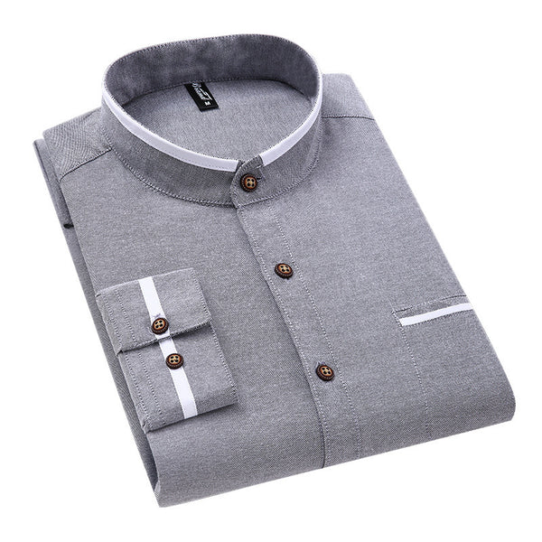 Stand-Collar Long-Sleeve Business Shirt