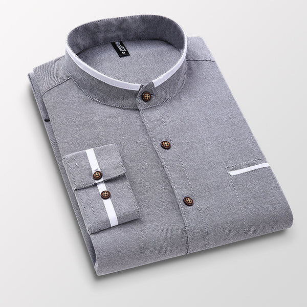 Stand-Collar Long-Sleeve Business Shirt