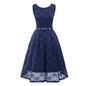 Robe longue sans manches en dentelle pour femme – Col rond, élégante pour demoiselle d'honneur et soirée