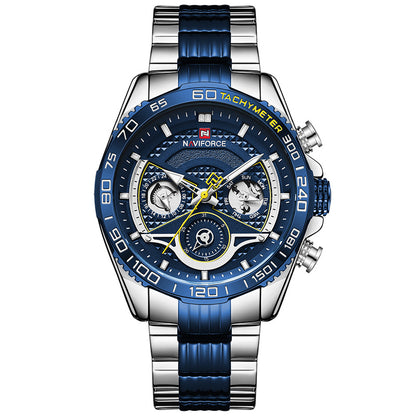 NAVIFORCE Men'S Watch Six-Pin Steel Band Watch