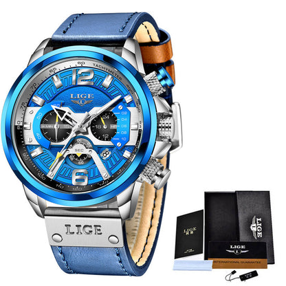 LIGE Men's Multifunction Sports Waterproof Watch