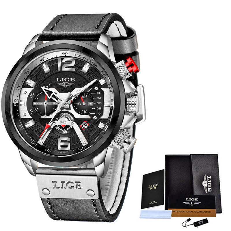 LIGE Men's Multifunction Sports Waterproof Watch