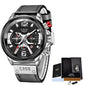 LIGE Men's Multifunction Sports Waterproof Watch