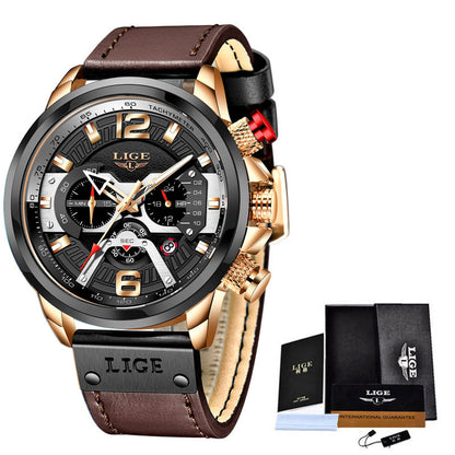 LIGE Men's Multifunction Sports Waterproof Watch