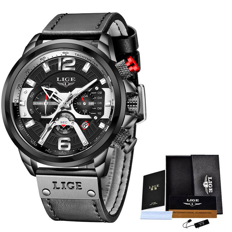 LIGE Men's Multifunction Sports Waterproof Watch