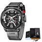 LIGE Men's Multifunction Sports Waterproof Watch