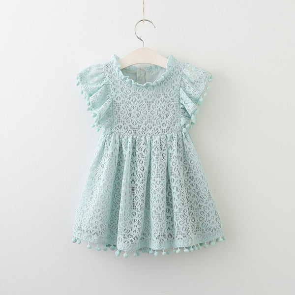 Tassel Hollow Out Design Princess Dress Kids Clothes