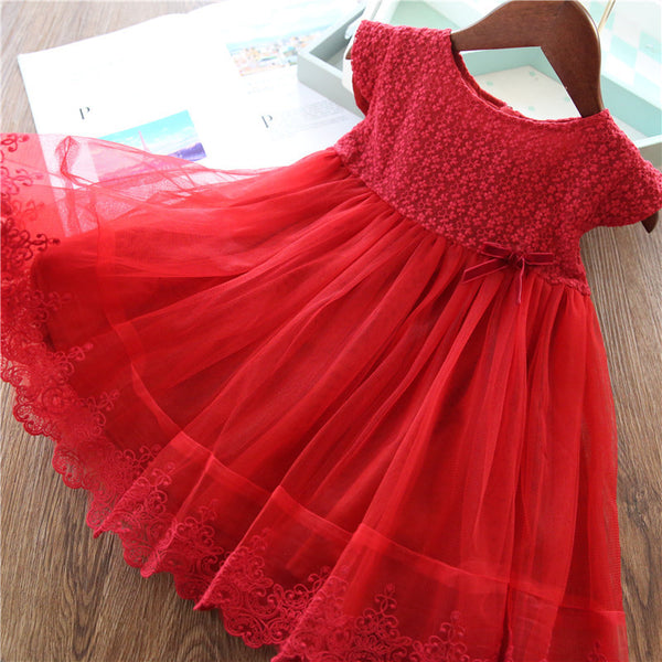 Tassel Hollow Out Design Princess Dress Kids Clothes