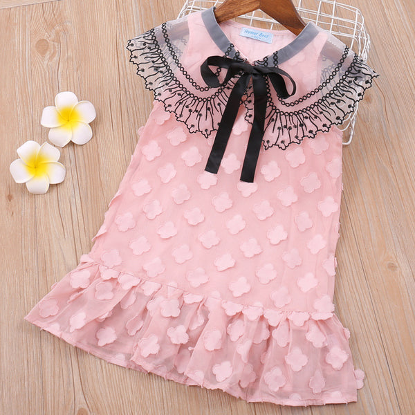 Tassel Hollow Out Design Princess Dress Kids Clothes