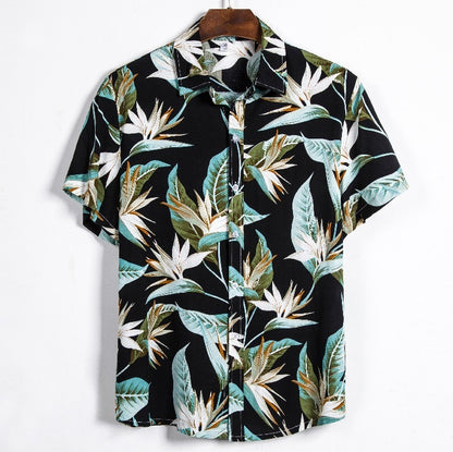 Men's Casual Short-sleeved Floral Shirt