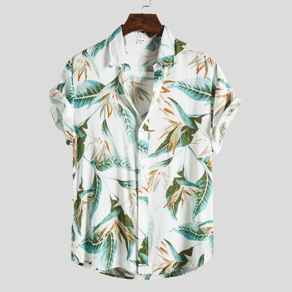 Men's Casual Short-sleeved Floral Shirt