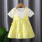 Girls Round Neck Two-piece Suspender Skirt