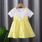 Girls Round Neck Two-piece Suspender Skirt