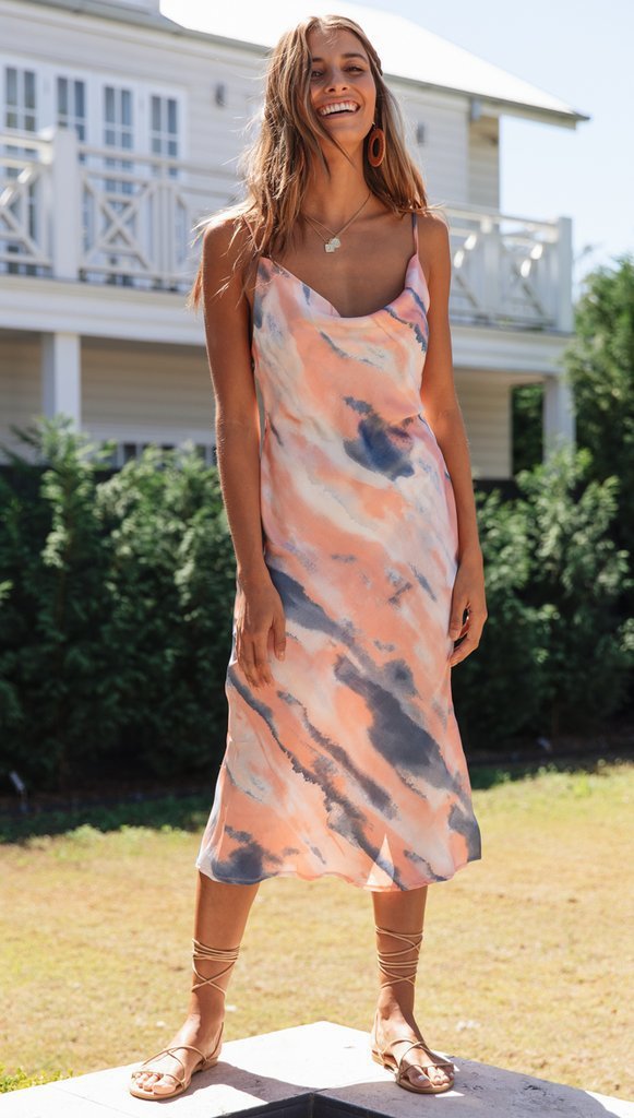 Printed suspender dress fashion