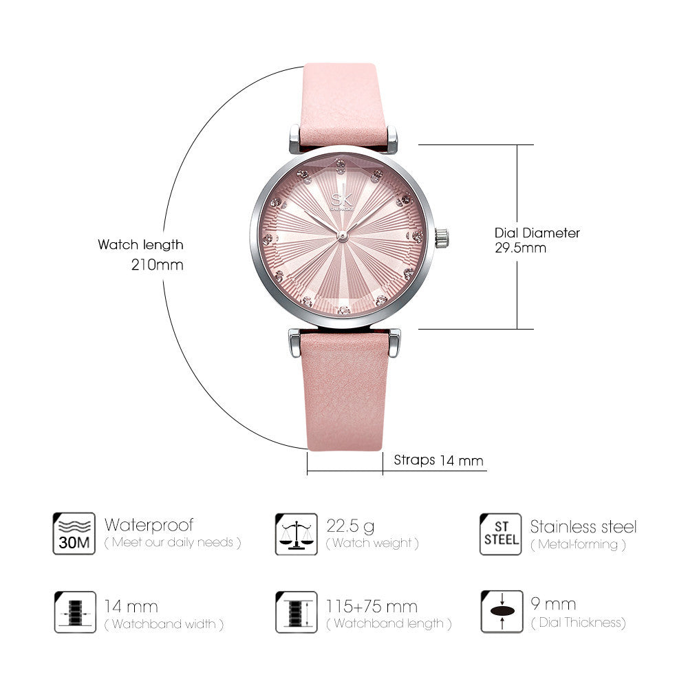 SK shengke glass belt watch