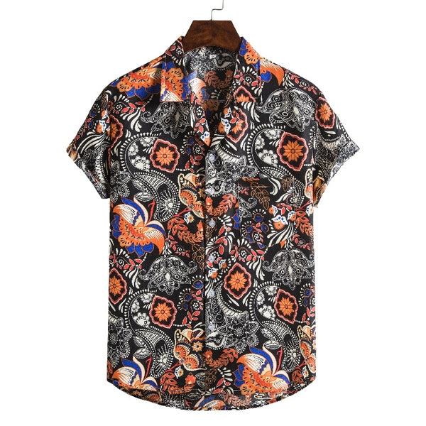 Men's Printed Short-Sleeve Beach Shirt