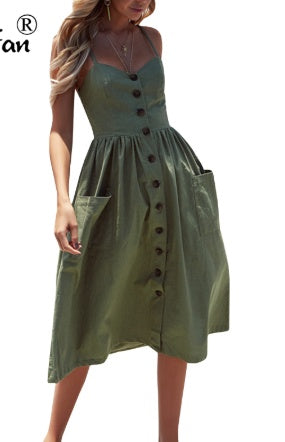 Suspender button dress