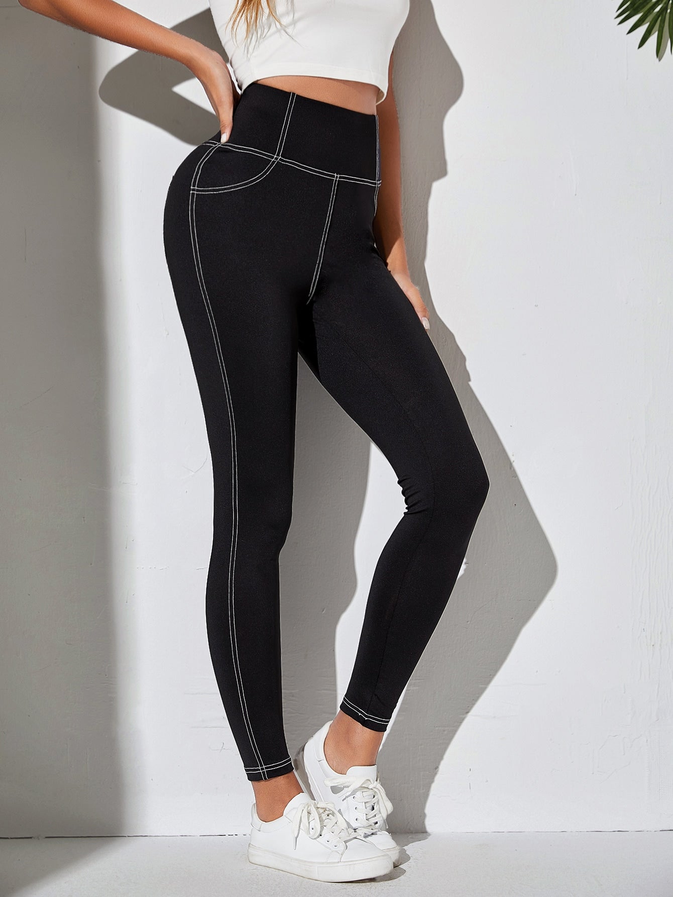 Legging large bande EZwear à surpiqûres