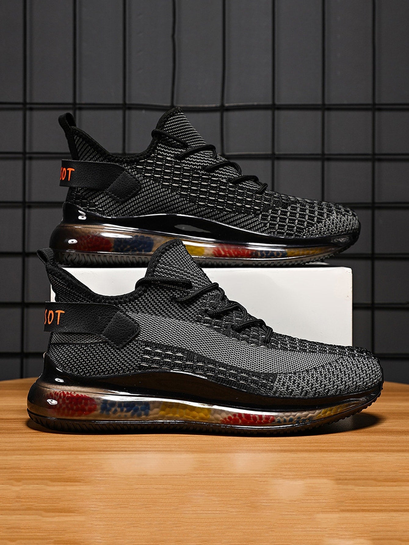 Chaussures de course à lacets pour hommes avec motif lettres, chaussures de sport d'extérieur athlétiques à bout rond