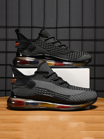 Chaussures de course à lacets pour hommes avec motif lettres, chaussures de sport d'extérieur athlétiques à bout rond
